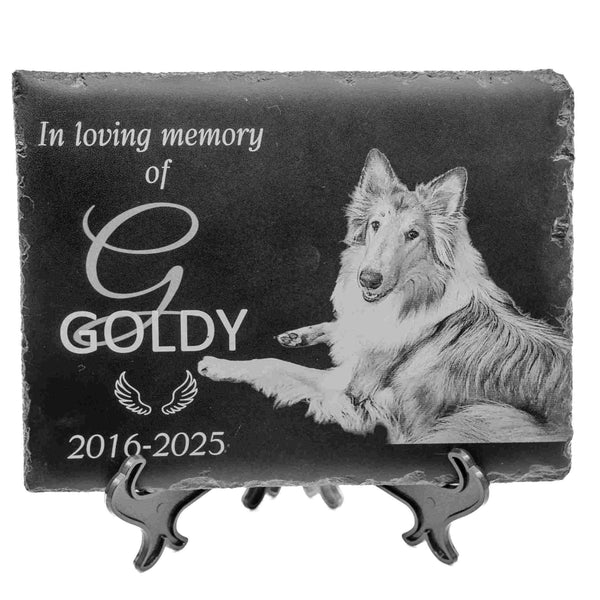 8x6 Inch Personalized Pet Memorial Plaque Indoor or Outdoor in Natural Black Slate 🐾