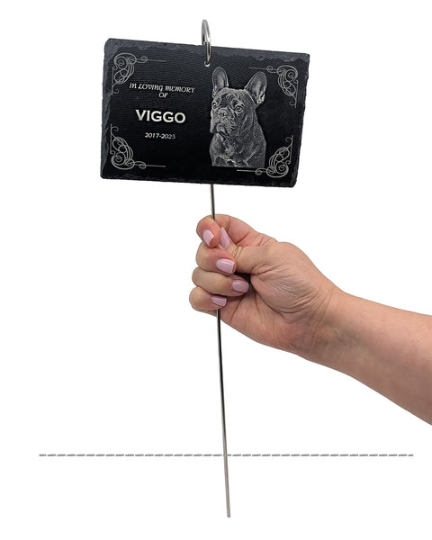 Lemuria Outdoor Pet Memorial Plaque with Garden Stake Dog Grave Marker or Cat Headstone Personalized Slate Memorial Stone for Pets Weatherproof Rainbow Bridge Tribute for Yard or Cemetery