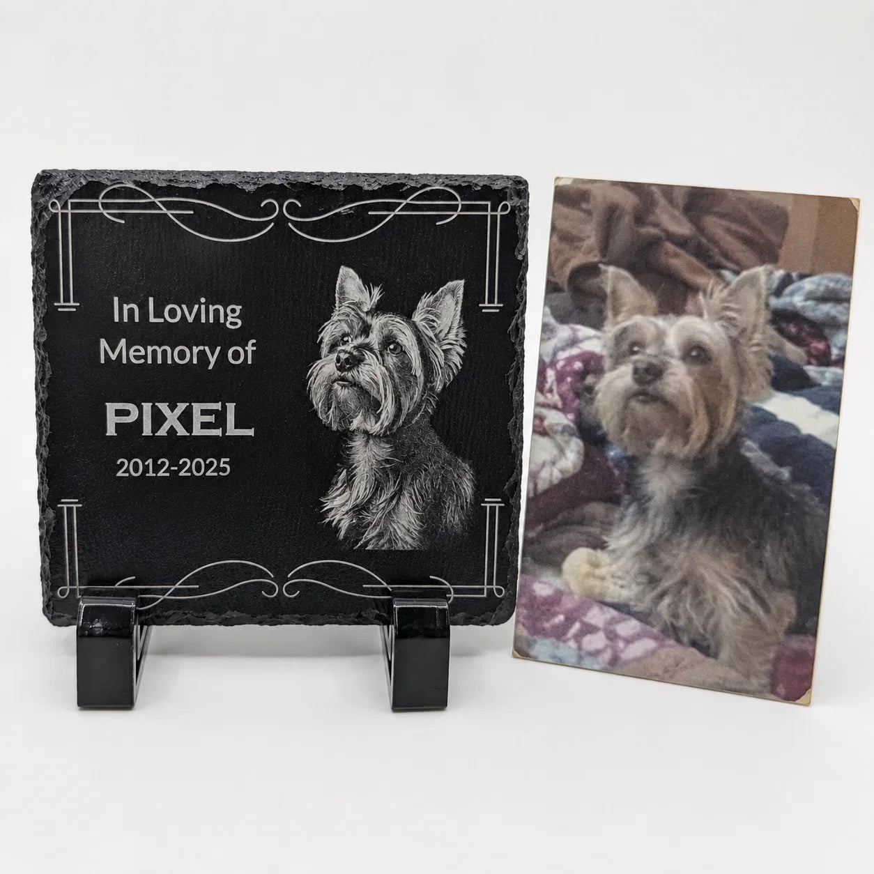 Custom Photo Pet Memorial Stone 4x4 | Slate Grave Marker