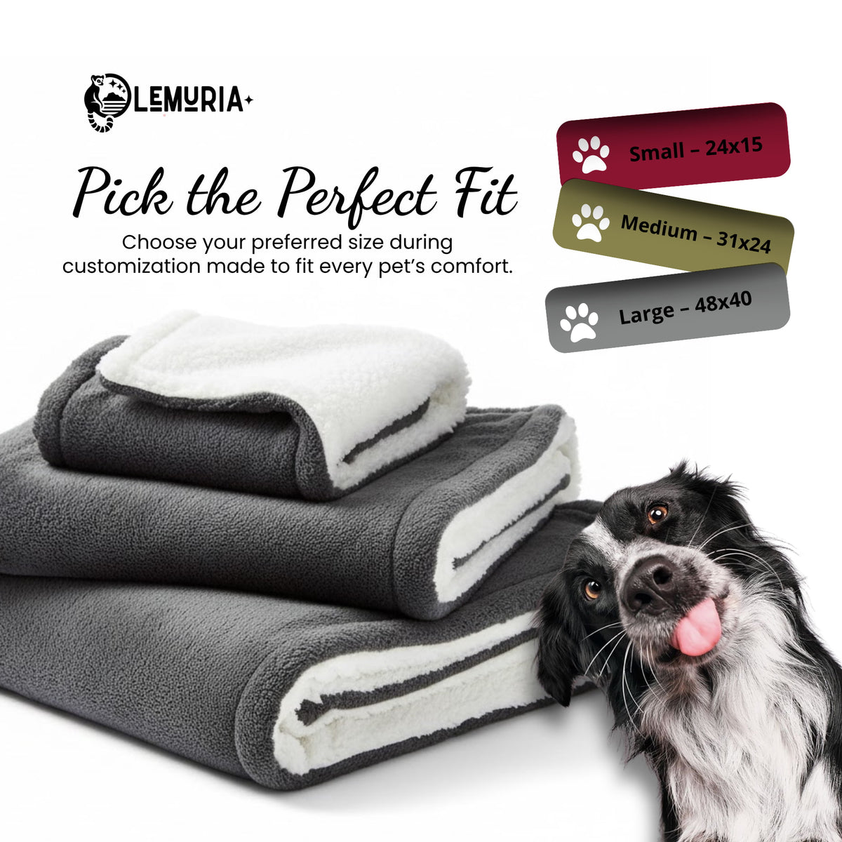 Dog & Cat Custom  Mat – Personalized Fleece and Sherpa Pet Mat with Name, Icon or Breed Image