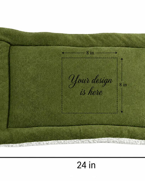 Personalized Green Double-Sided Dog & Cat Mat Bed - Custom Engraved Fleece & Sherpa Pet Bed, Washable Handmade Blanket