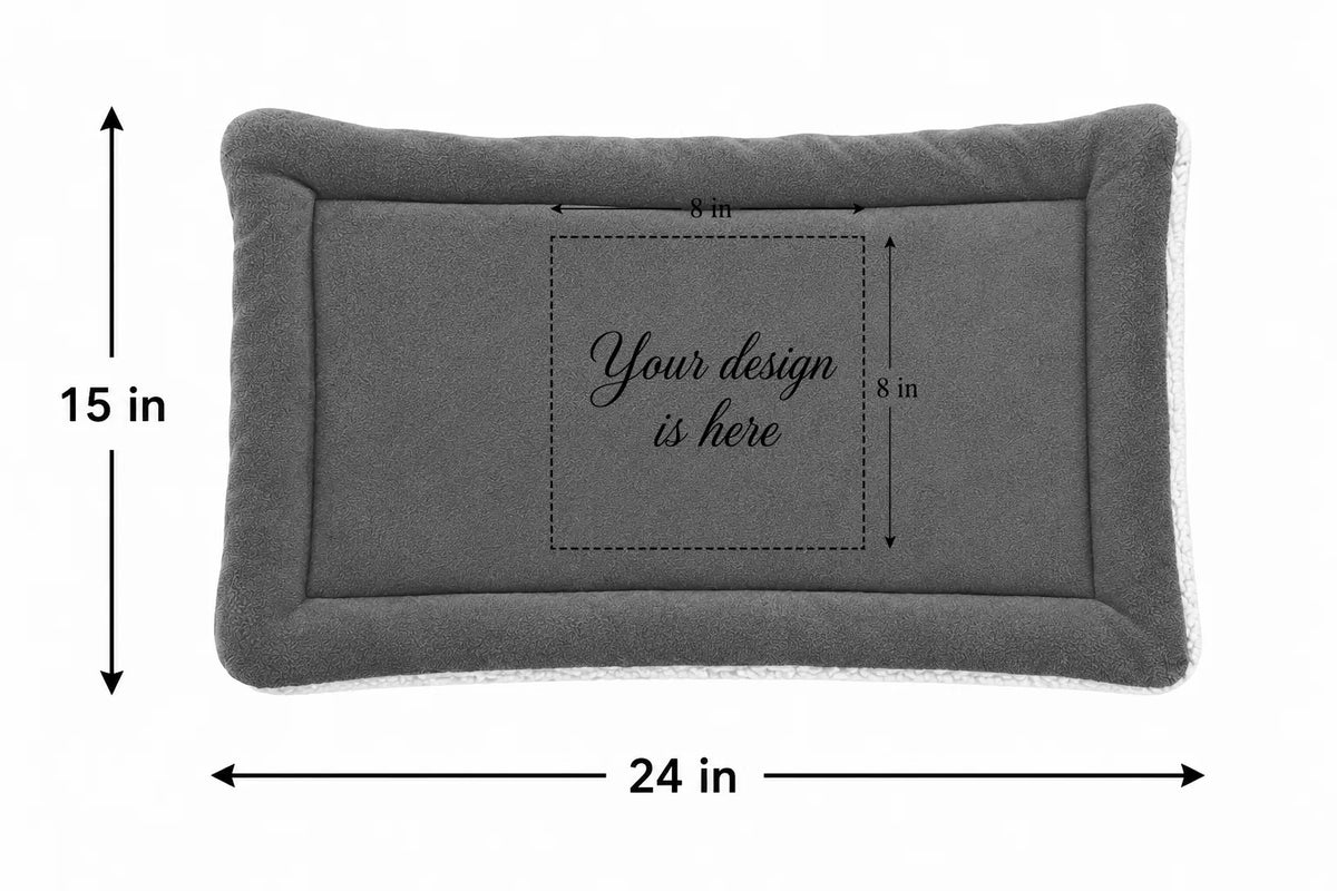 Personalized Gray Double-Sided Dog & Cat Mat Bed - Custom Engraved Fleece & Sherpa Pet Bed, Washable Handmade Blanket