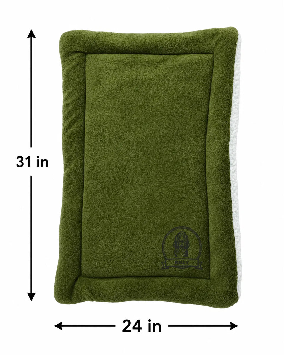Personalized Pet Blanket Mat 31x24 - Engraved Name & Breed Art, Double-Sided Fleece & Sherpa, Dog & Cat
