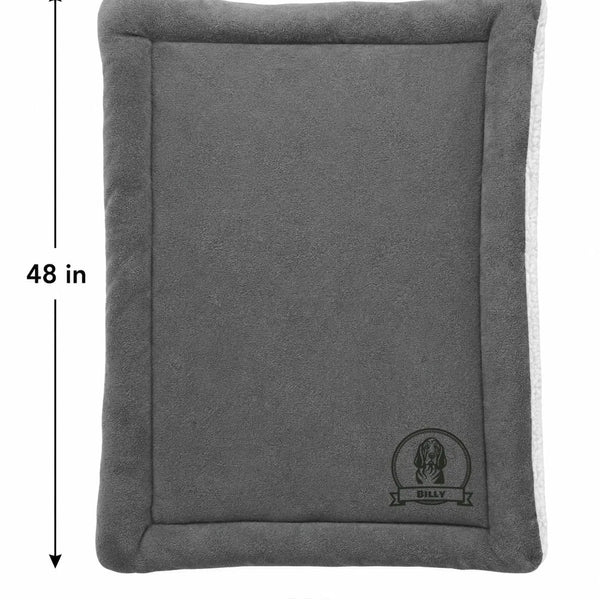 Personalized Pet Blanket Mat 48x38 - Engraved Name & Breed Art, Double-Sided Fleece & Sherpa, Dog & Cat