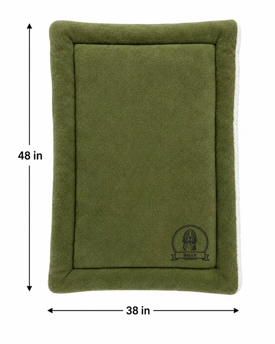 Personalized Pet Blanket Mat 48x38 - Engraved Name & Breed Art, Double-Sided Fleece & Sherpa, Dog & Cat