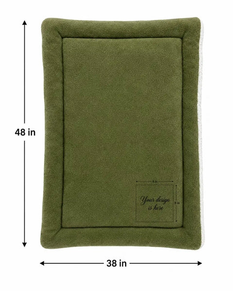 Personalized Green Pet Blanket Mat 48x38 - Engraved Pet Name, Double-Sided Fleece & Sherpa, Dog & Cat