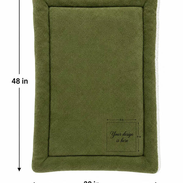 Personalized Green Pet Blanket Mat 48x38 - Engraved Pet Name, Double-Sided Fleece & Sherpa, Dog & Cat