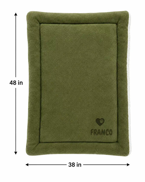 Personalized Green Pet Blanket Mat 48x38 - Engraved Name & Icon, Double-Sided Fleece & Sherpa, Dog & Cat