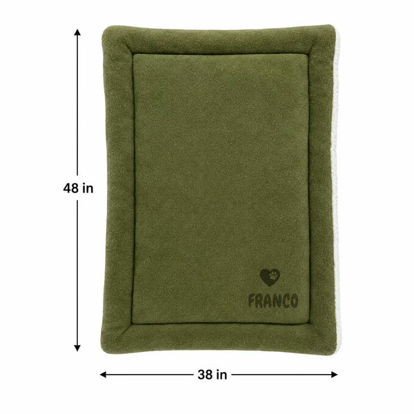 Personalized Green Pet Blanket Mat 48x38 - Engraved Name & Icon, Double-Sided Fleece & Sherpa, Dog & Cat