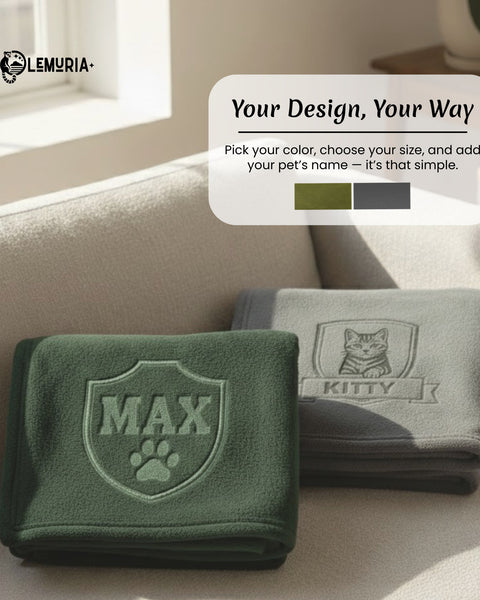 Dog & Cat Custom  Mat – Personalized Fleece and Sherpa Pet Mat with Name, Icon or Breed Image