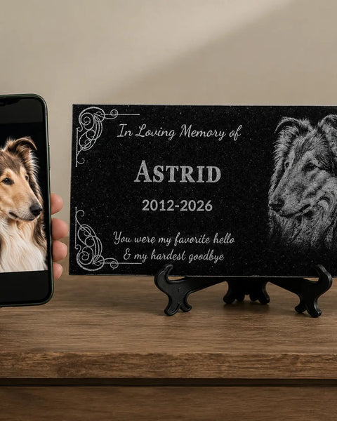 Personalized Granite Pet Memorial Stone with Photo | Lemuria