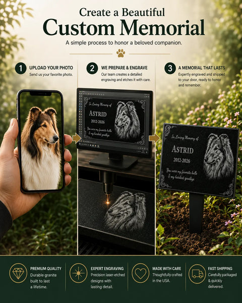 Personalized Granite Pet Memorial Stone with Photo | Lemuria
