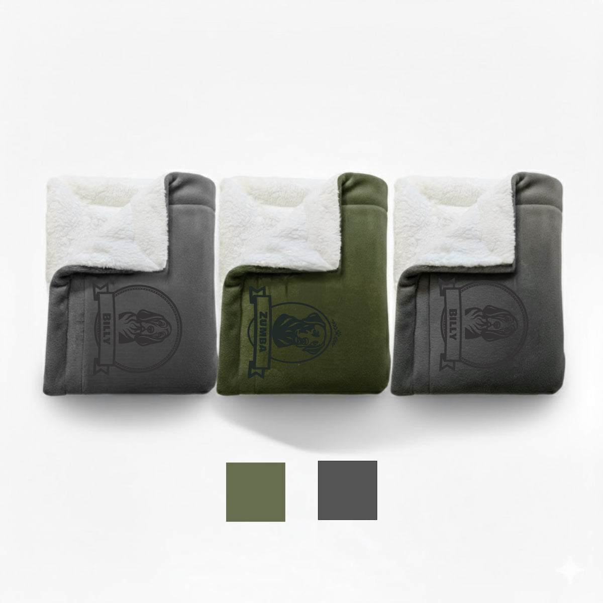 Dog & Cat Custom  Mat – Personalized Fleece and Sherpa Pet Mat with Name, Icon or Breed Image