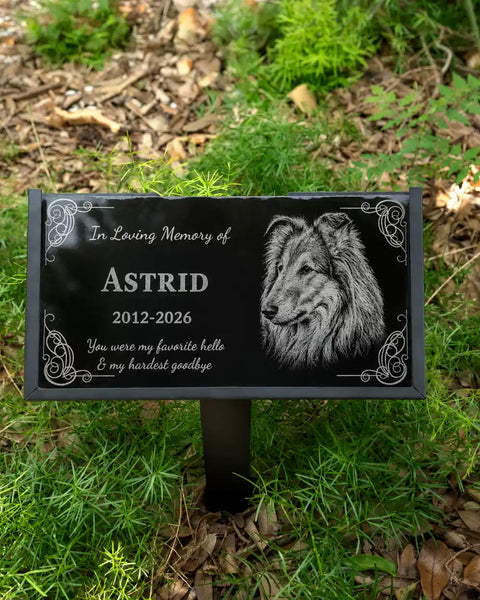 Personalized Granite Pet Memorial Stone with Photo | Lemuria
