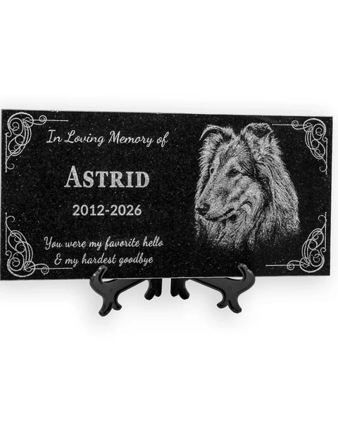 Personalized Granite Pet Memorial Stone with Photo | Lemuria