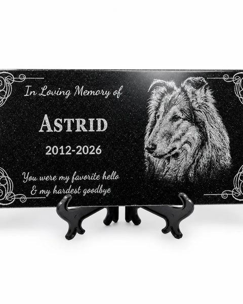 Personalized Granite Pet Memorial Stone with Photo | Lemuria