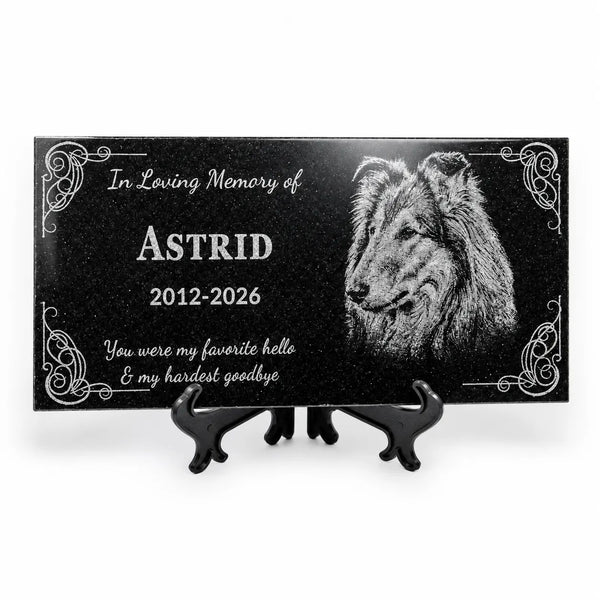 Personalized Granite Pet Memorial Stone with Photo | Lemuria