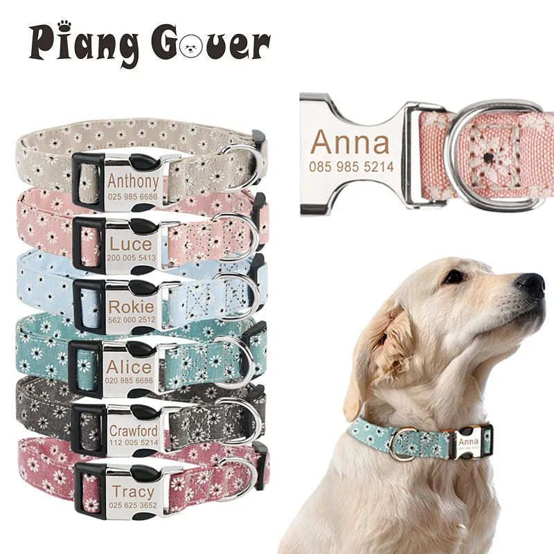 Elegant Customized Pet Collar with Engraved Name