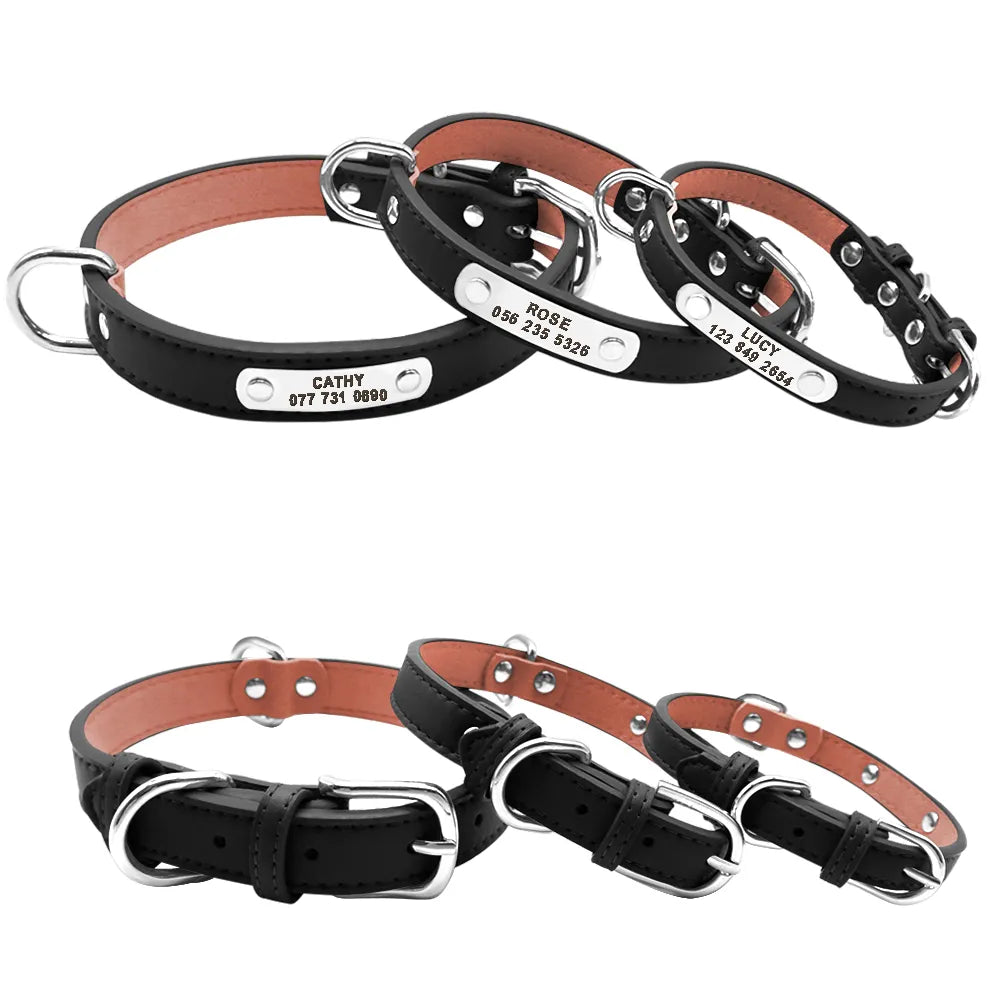 Personalized Dog Collar Vegan Leather for Small Medium Large Dogs and Cats