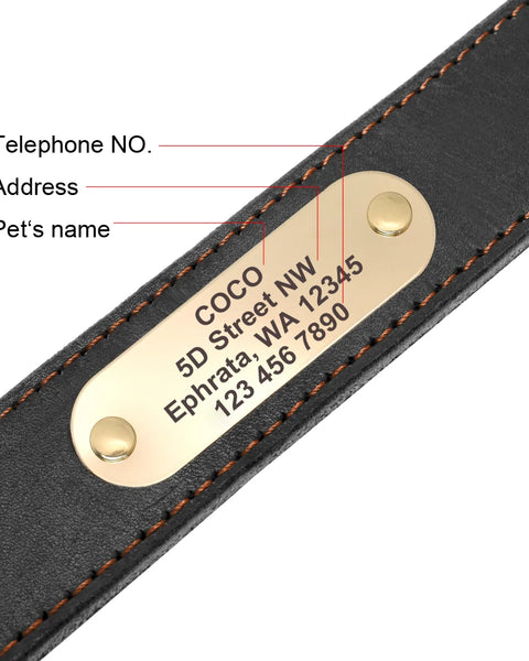 Real Leather Dog Collar Leash Set Personalized Genuine Leather Dog Pet Collars Leashes Custom for Small Medium Large Dog