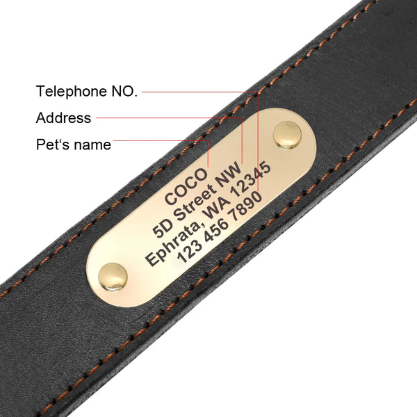 Real Leather Dog Collar Leash Set Personalized Genuine Leather Dog Pet Collars Leashes Custom for Small Medium Large Dog