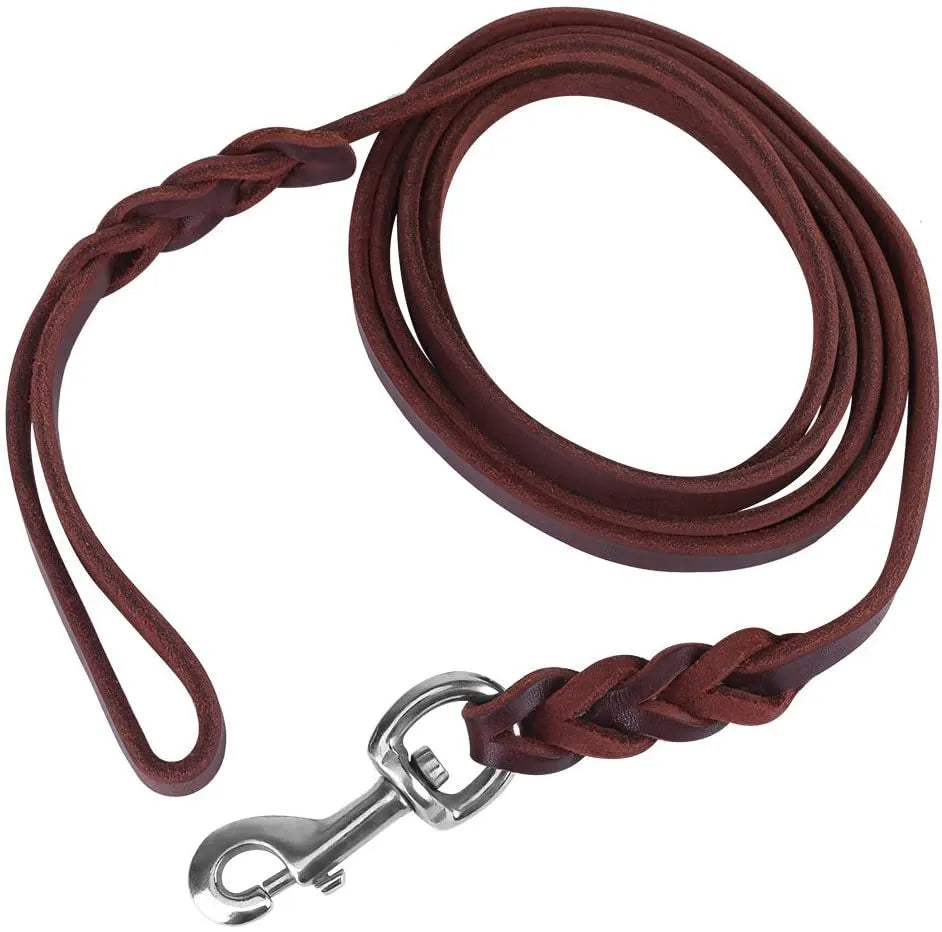 Long Genuine Leather Leashes for Medium and Large Dogs