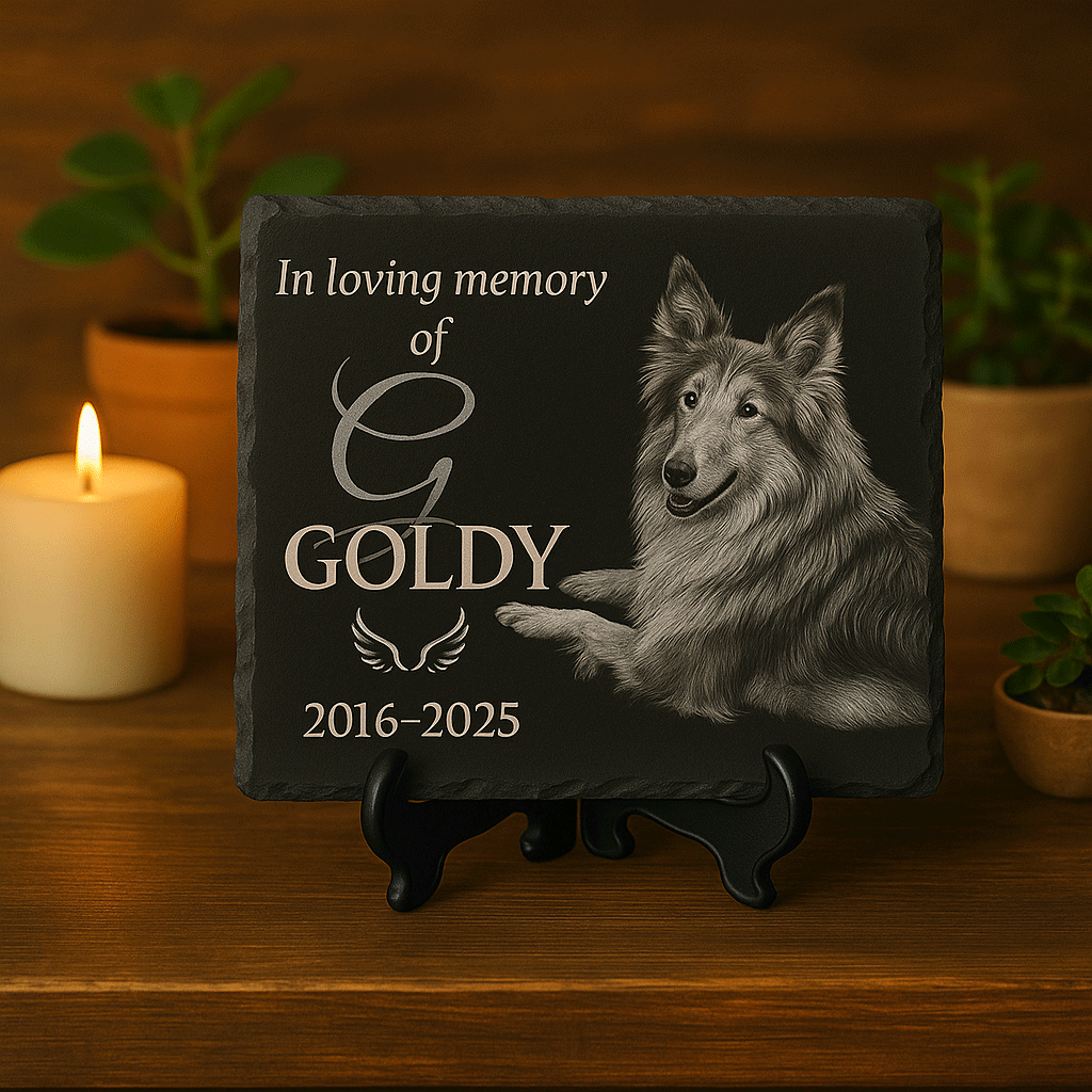 8x6 Inch Personalized Pet Memorial Plaque Indoor or Outdoor in Natural Black Slate 🐾