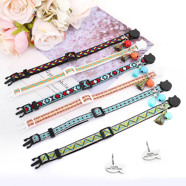 Cute Cat Collars with Customised  ID Tag