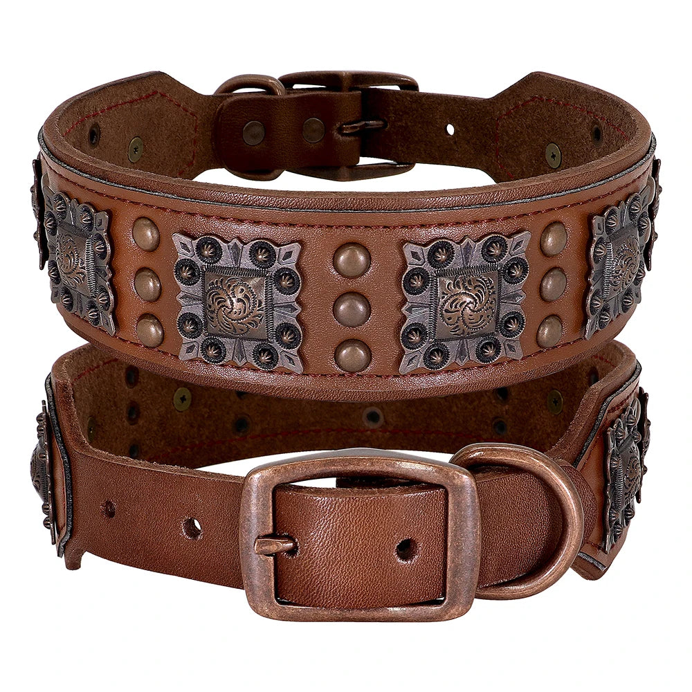 Luxury Leather Dog Collar for Large Dogs
