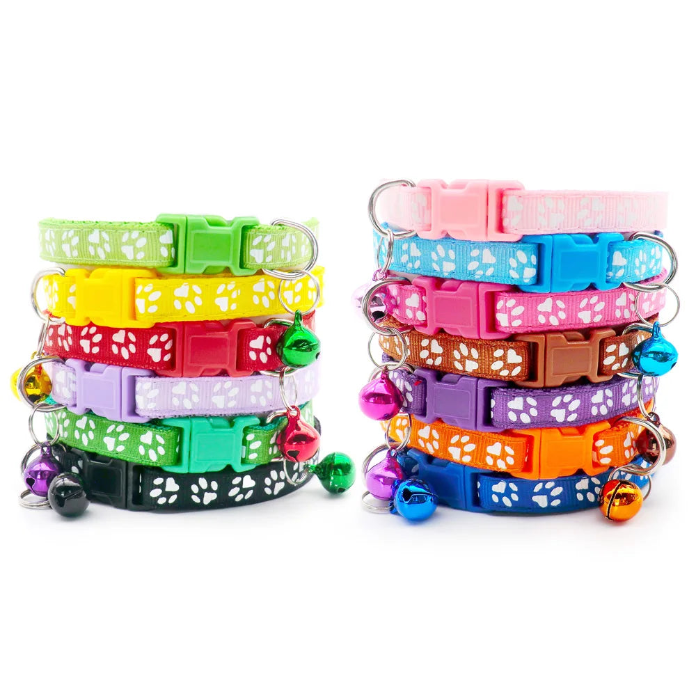 Bulk Colorful Adjustable Cat Collars with Bells 12 Pcs