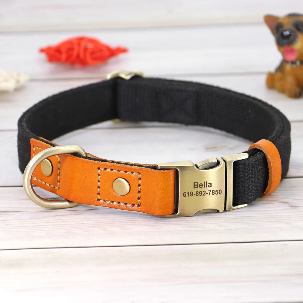 personalized dog collar and leash black