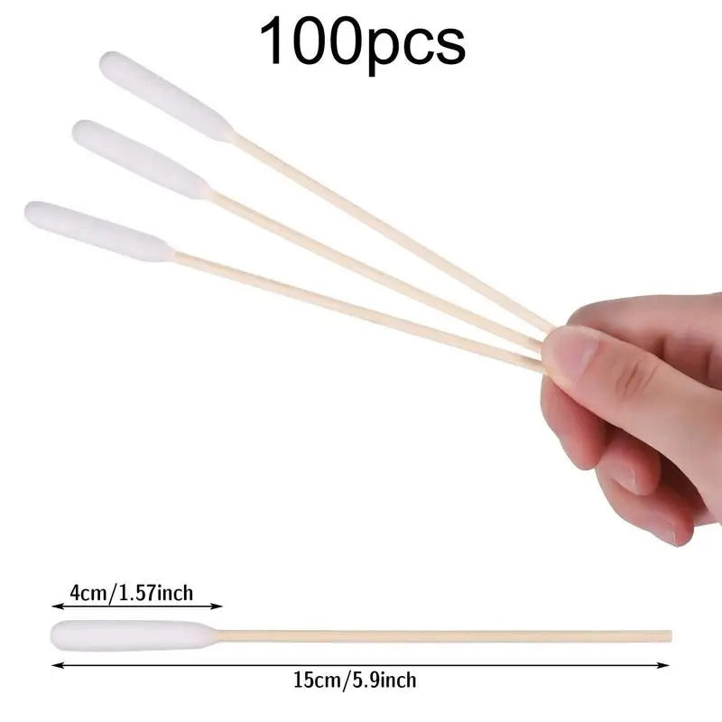 100 Pcs Long Ear Swabs Cotton and Wool