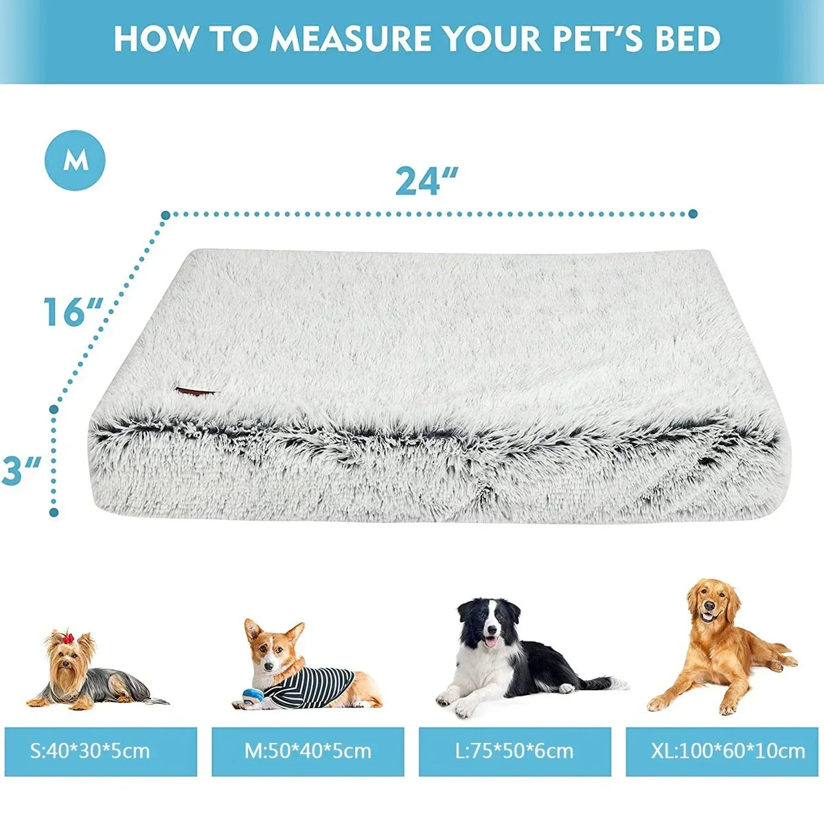 Long Plush Dog Bed