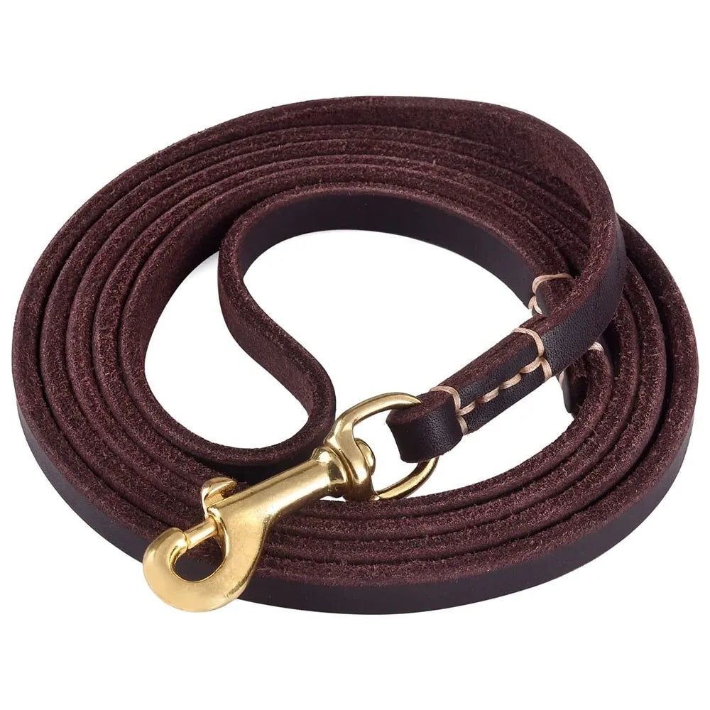 Genuine Leather Dog Leash for Small to Medium Dogs Black, Brown Red Green 4.3 feet and 6 feet
