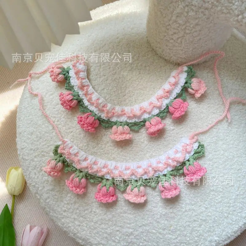 Cute Crochet Cat Collar or Small Dog Collar