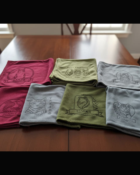 Dog & Cat Personalized Engraved Fleece Blanket – Custom Pet Name & Design