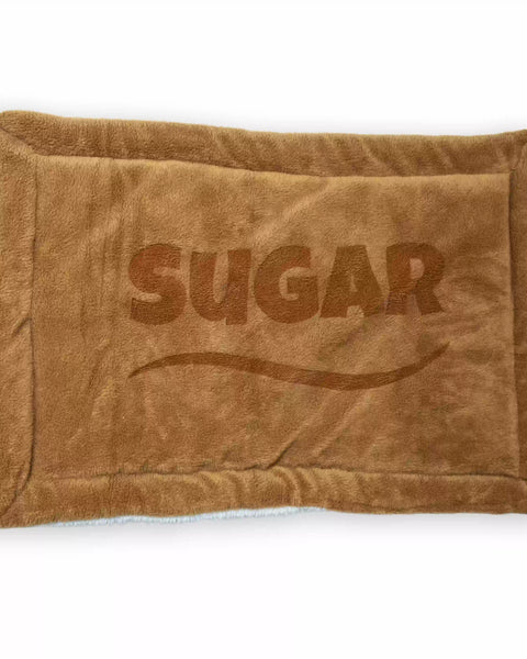 Personalized Double-Sided Dog & Cat Mat Bed - Custom Engraved Fleece & Sherpa Pet Bed, Washable Handmade Blanket