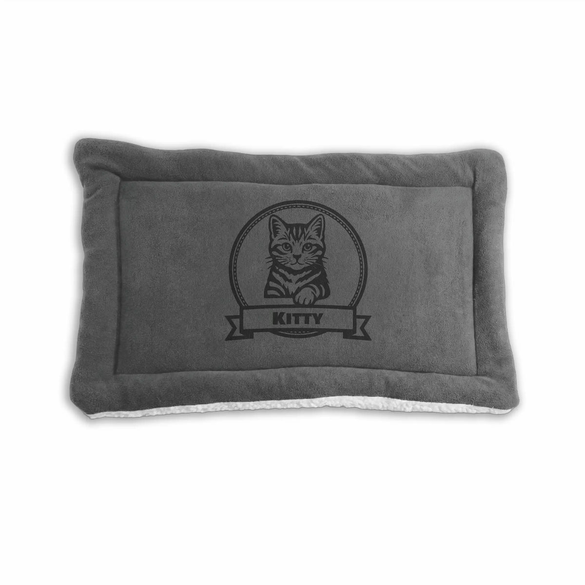 Small Personalized Green Double-Sided Dog & Cat Mat Bed - Custom Engraved Fleece & Sherpa Pet Bed