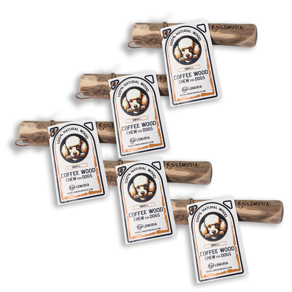 SALE!!! SET of 5 LEMURIA COFFEE WOOD CHEW STICK NATURAL TOY FOR DOGS