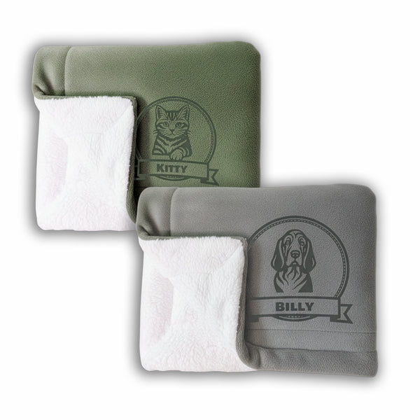 Dog & Cat Custom  Mat – Personalized Fleece and Sherpa Pet Mat with Name, Icon or Breed Image