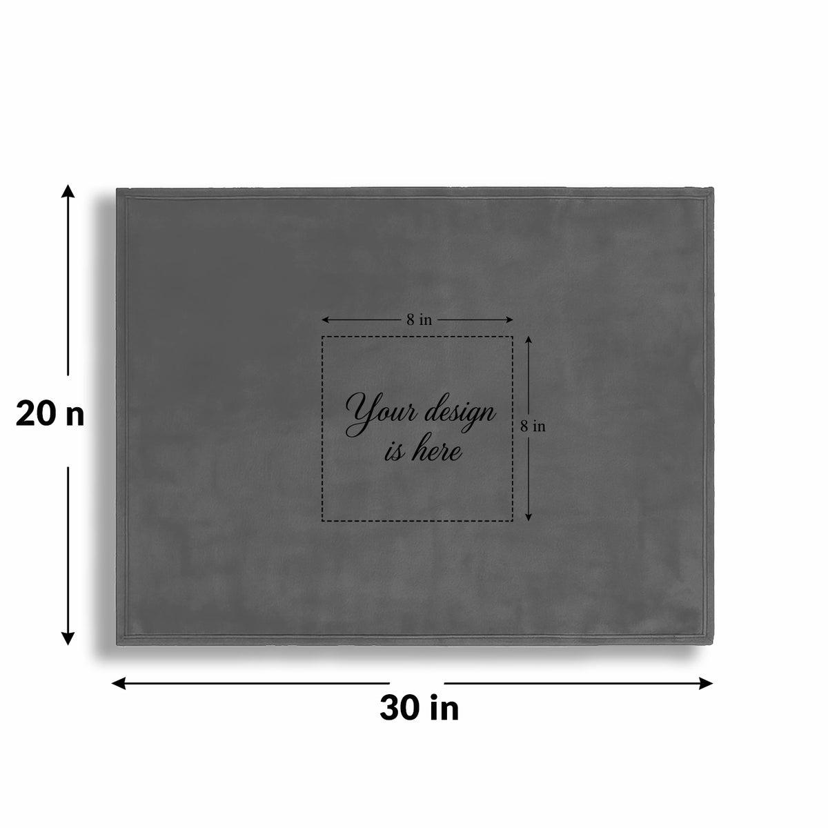 Personalized Gray Fleece Pet Blanket 20x30 Horizontal - Engraved Name & Breed Art, Soft Polar Fleece, Dog & Cat