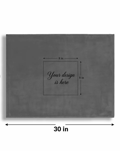 Personalized Gray Fleece Pet Blanket 20x30 Horizontal - Engraved Pet Name, Soft Polar Fleece, Dog & Cat