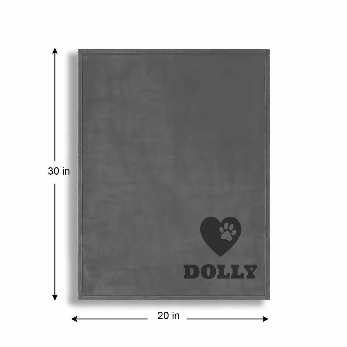 Personalized Gray Fleece Pet Blanket 20x30 - Engraved Name & Icon, Soft Polar Fleece, Dog & Cat