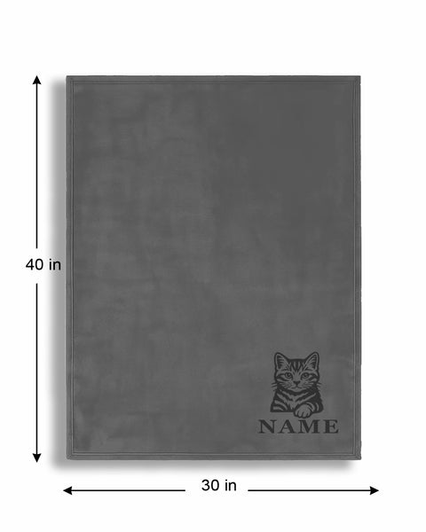 Personalized Fleece Pet Blanket 30x40 - Engraved Name & Breed Art, Soft Polar Fleece, Dog & Cat