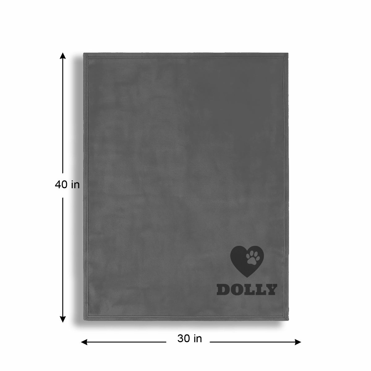 Personalized Gray Fleece Pet Blanket 30x40 - Engraved Name & Icon, Soft Polar Fleece, Dog & Cat