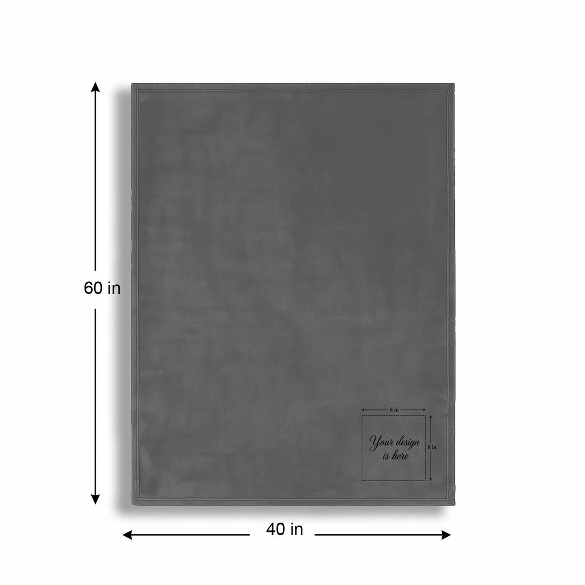 Personalized Gray Fleece Pet Blanket 40x60 - Engraved Name & Breed Art, Soft Polar Fleece, Dog & Cat