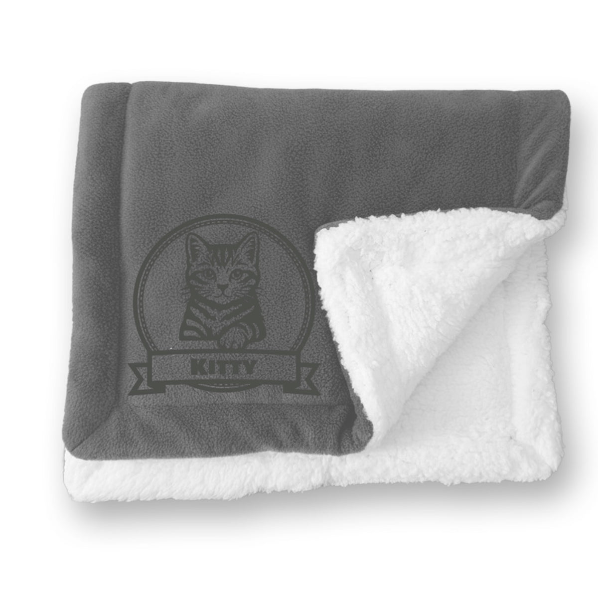 Dog & Cat Custom  Mat – Personalized Fleece and Sherpa Pet Mat with Name, Icon or Breed Image