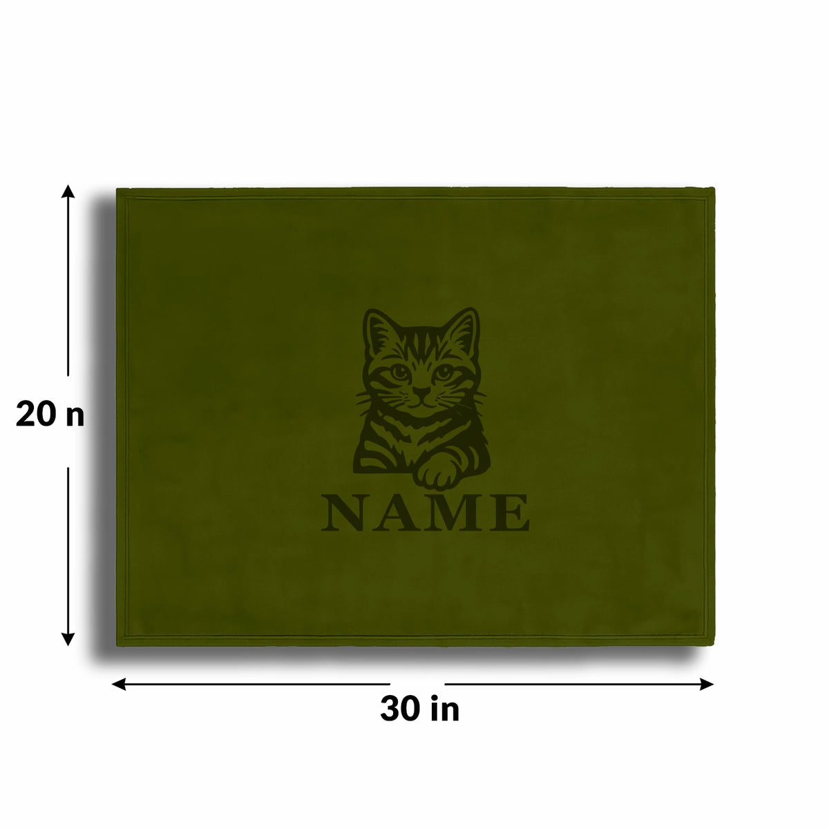 Personalized Green Fleece Pet Blanket 20x30 Horizontal - Engraved Name & Breed Art, Soft Polar Fleece, Dog & Cat