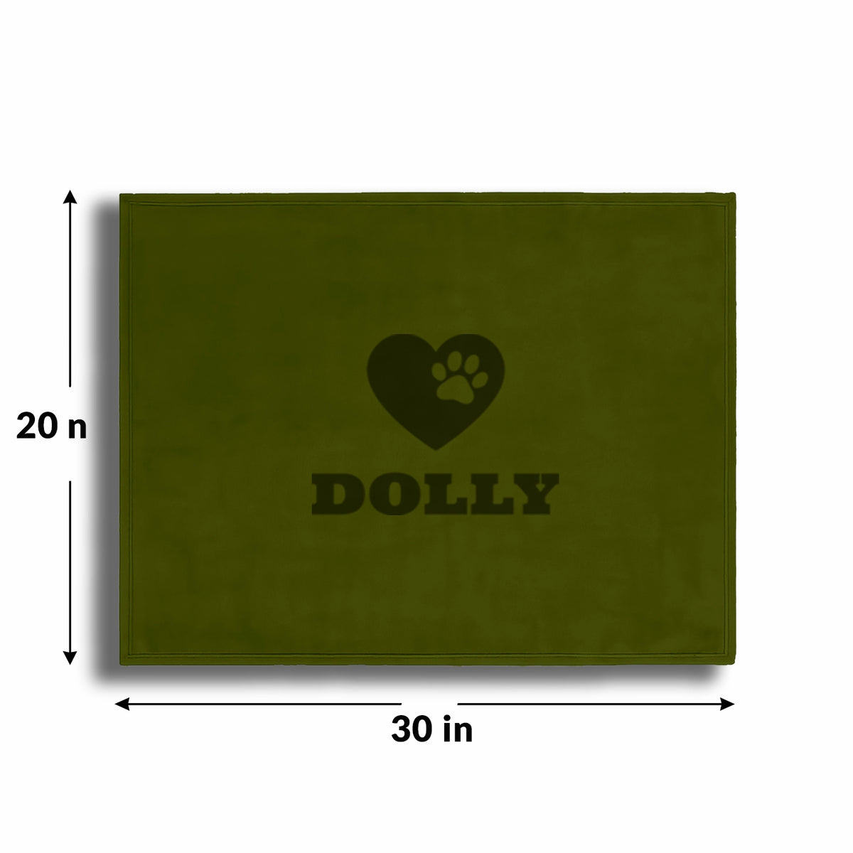 Personalized Green Fleece Pet Blanket 20x30 Horizontal - Engraved Name & Icon, Soft Polar Fleece, Dog & Cat