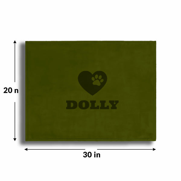 Personalized Green Fleece Pet Blanket 20x30 Horizontal - Engraved Name & Icon, Soft Polar Fleece, Dog & Cat